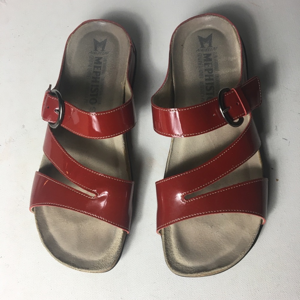Women’s Mephisto Afido Red patent leather sandals SZ 40 (9/10 in US)